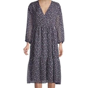 Madewell Tie-Waist Tiered Floral Midi Dress in Harvest Vine - Size M